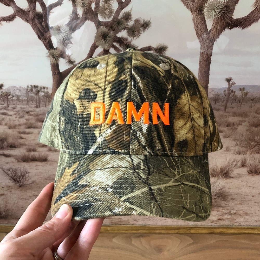 Camo DAMN Cap with Orange Embroidery